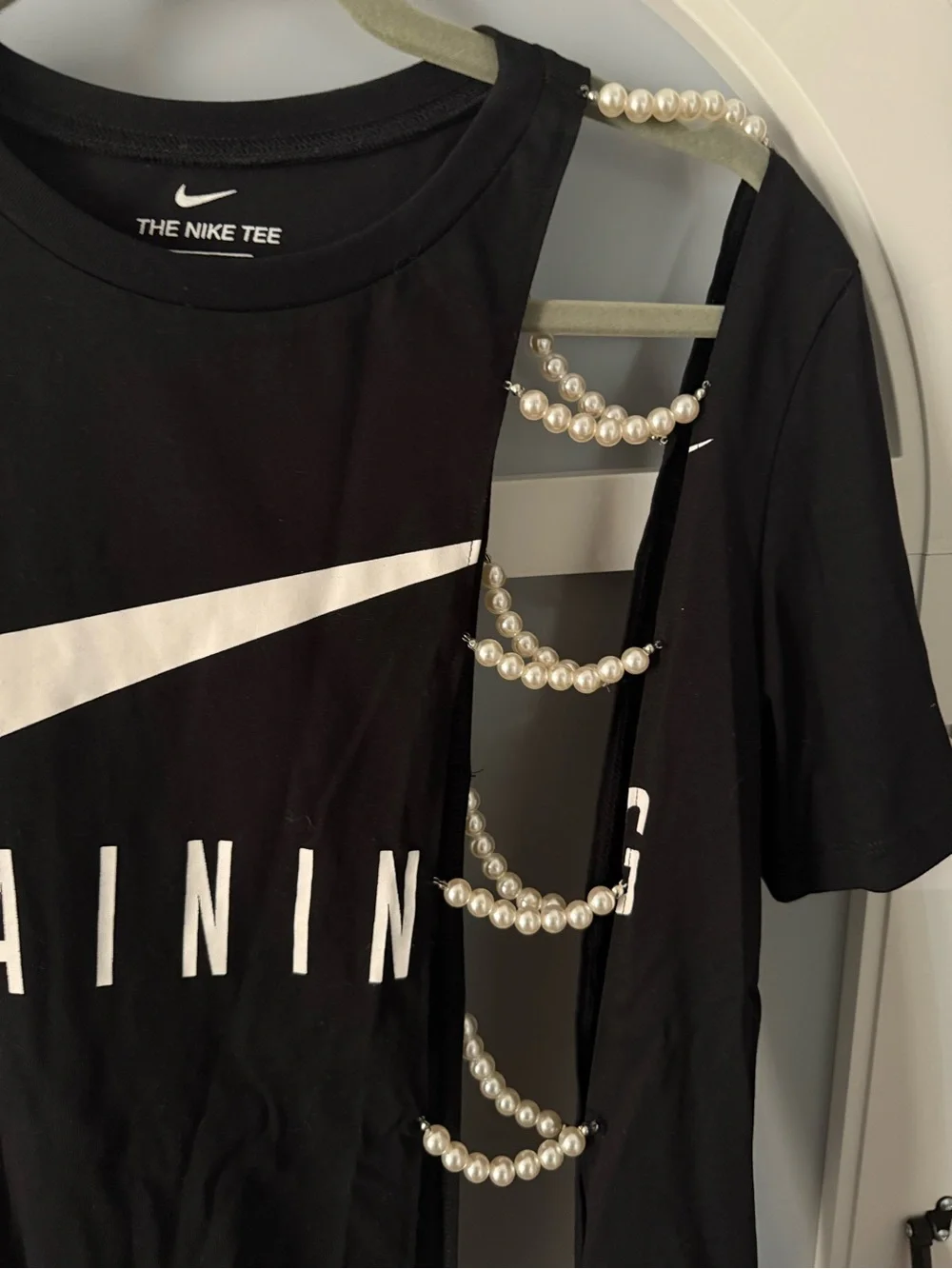 Nike Dri-FIT Training Remake Pearl Cut-Out T-Shirt | Black | Size L